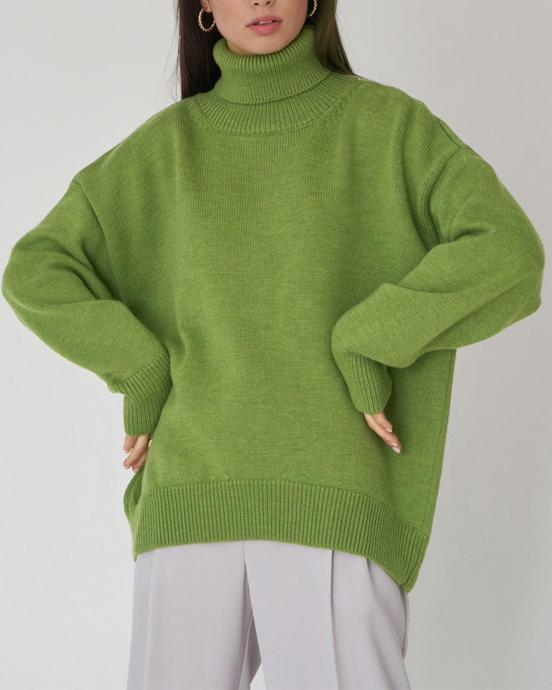Alice - Women's Oversize High-Neck Casual Sweater