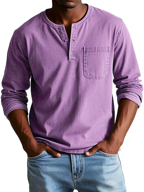 Glen - Men's Casual Long Sleeve-Henleyshirt