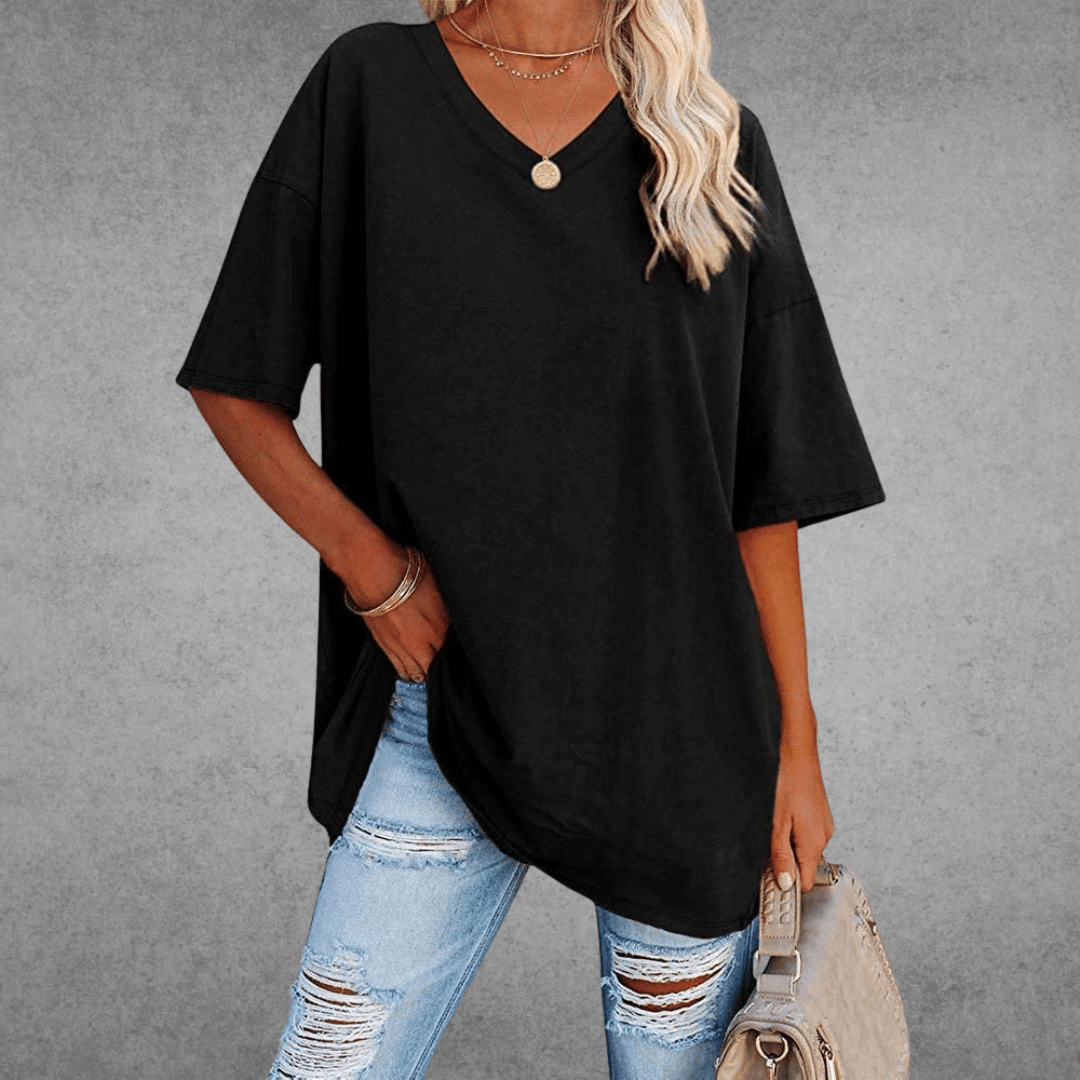 Eliza - Women's Casual Oversize V-Neck T-Shirt