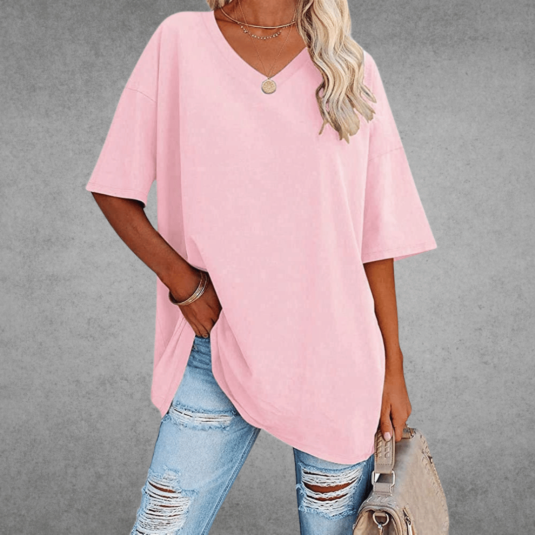 Eliza - Women's Casual Oversize V-Neck T-Shirt