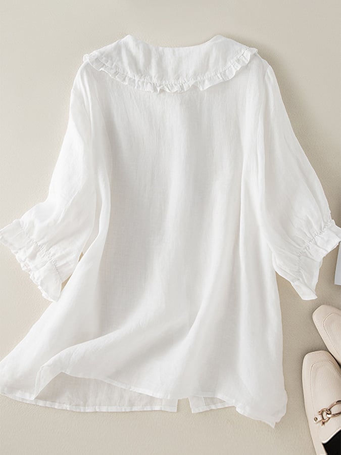 Sharon - Women's Relaxed Ruffle Collar-Shirt