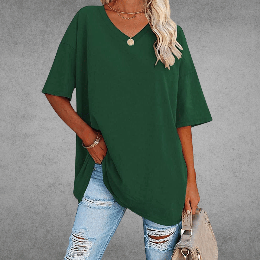 Eliza - Women's Casual Oversize V-Neck T-Shirt