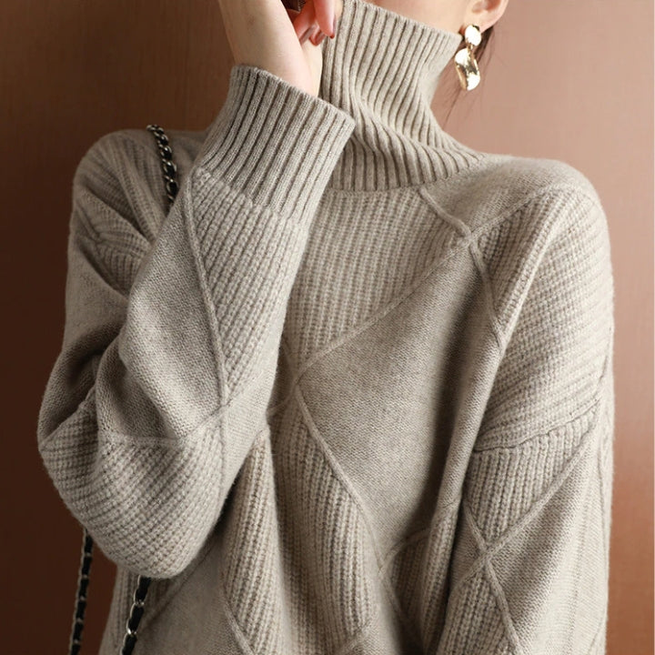 Sharon - Cosy Cable Knit Turtleneck Sweater