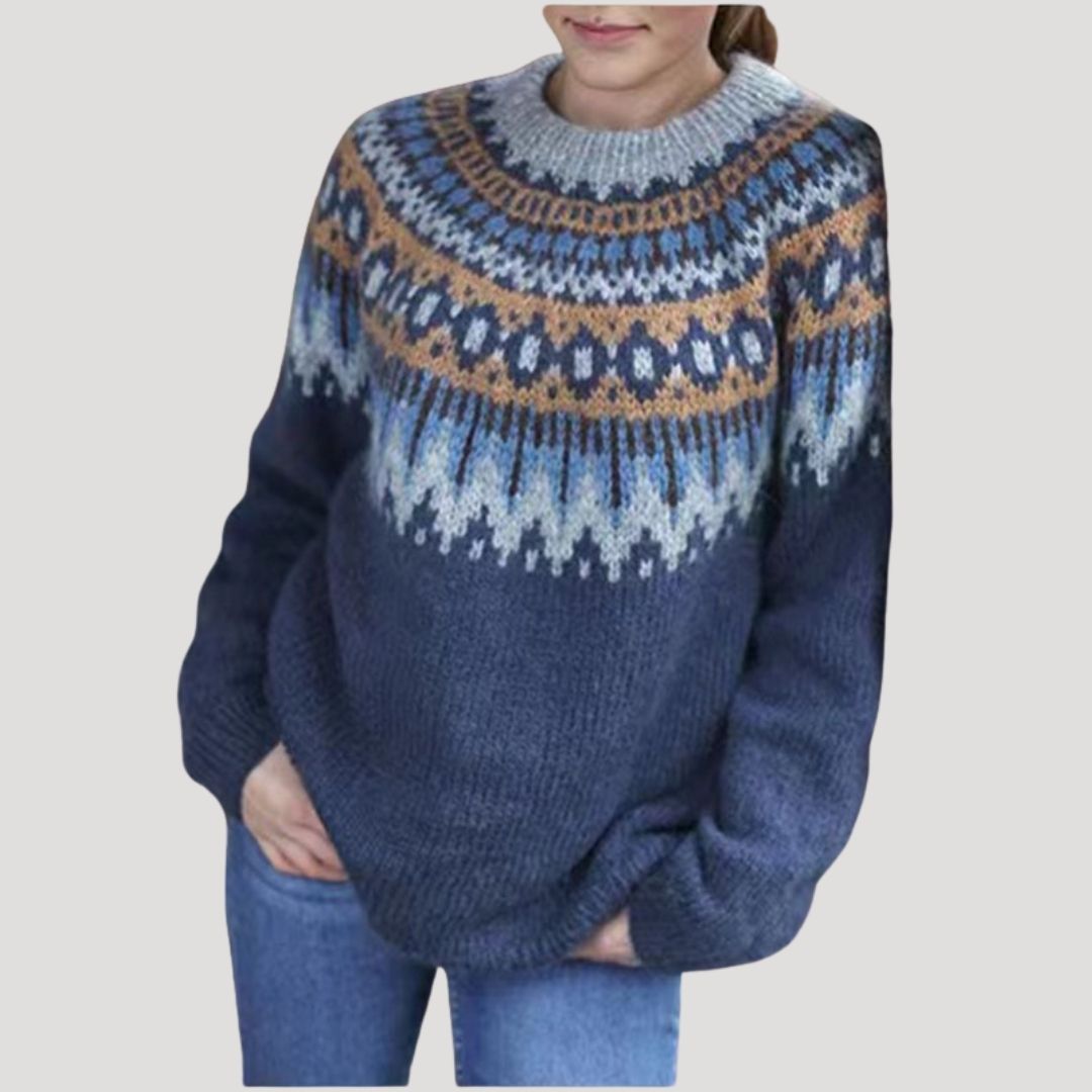 Joanna - Women's Spring Gemusterter Knit Sweater