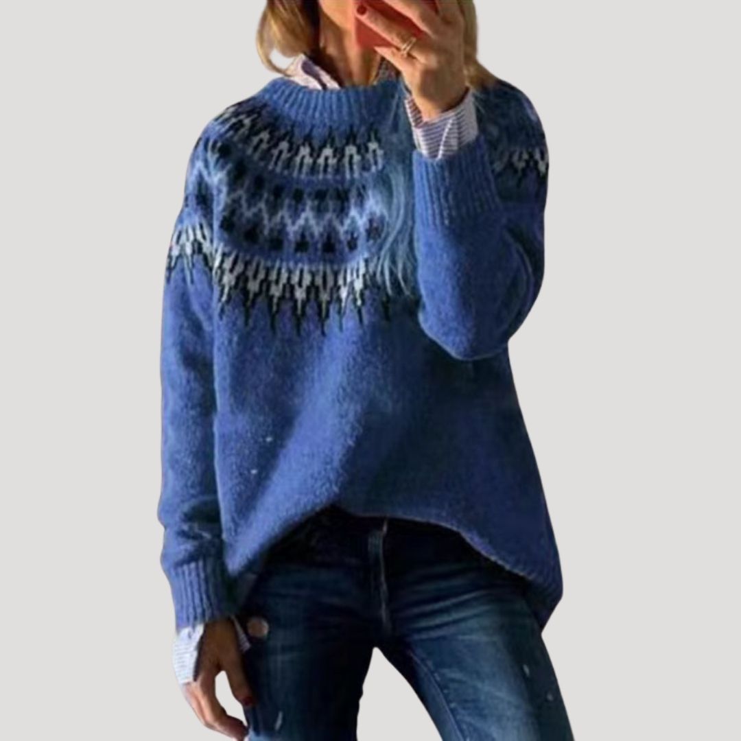 Joanna - Women's Spring Gemusterter Knit Sweater