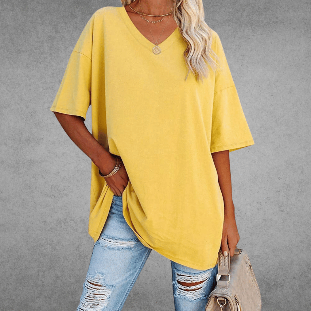 Eliza - Women's Casual Oversize V-Neck T-Shirt