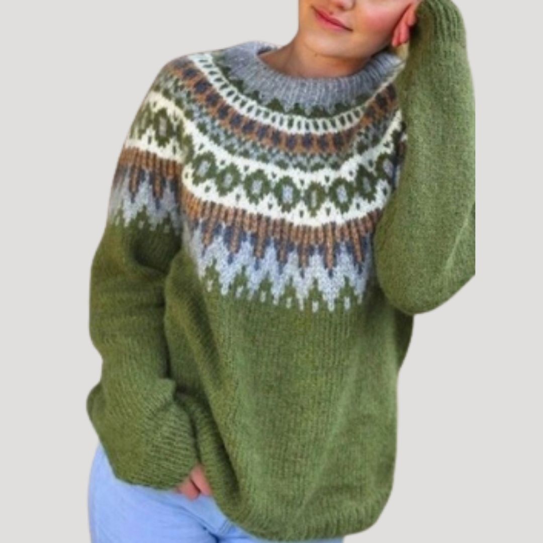 Joanna - Women's Spring Gemusterter Knit Sweater