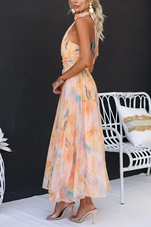 Alice - Women's Summer Halter Floral Maxi Dress