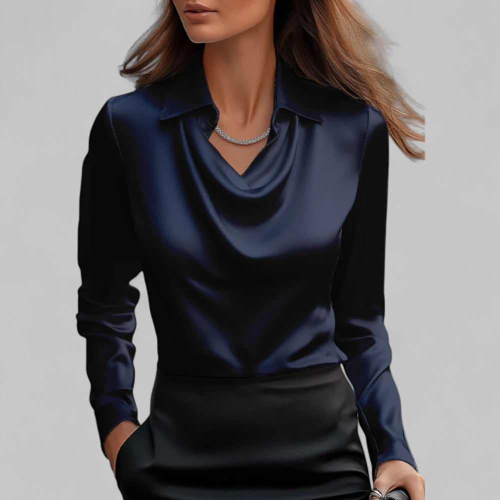 Vera - Elegant Wasserfallausschnitt Satinbluse for Women's