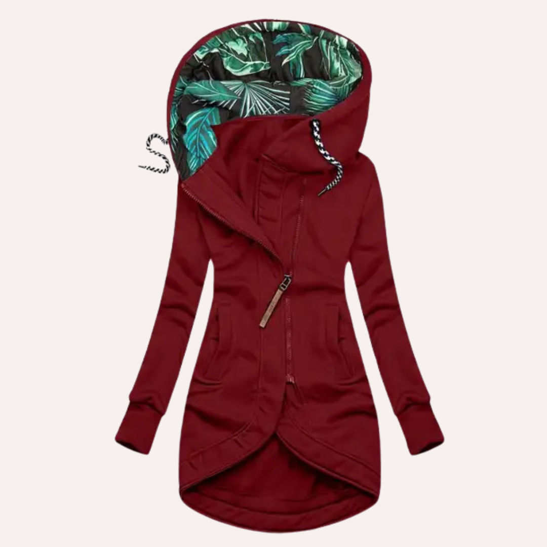 Beth - Women's Casual Hoodie with gemusterter Hood