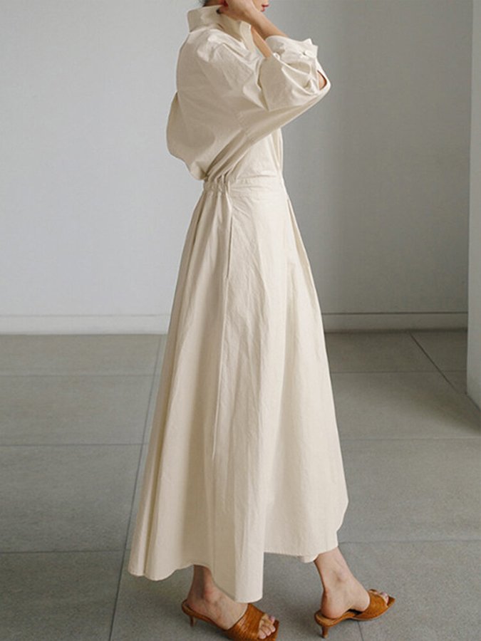 Rachel - Women's Tailliertes Shirt Maxi Dress
