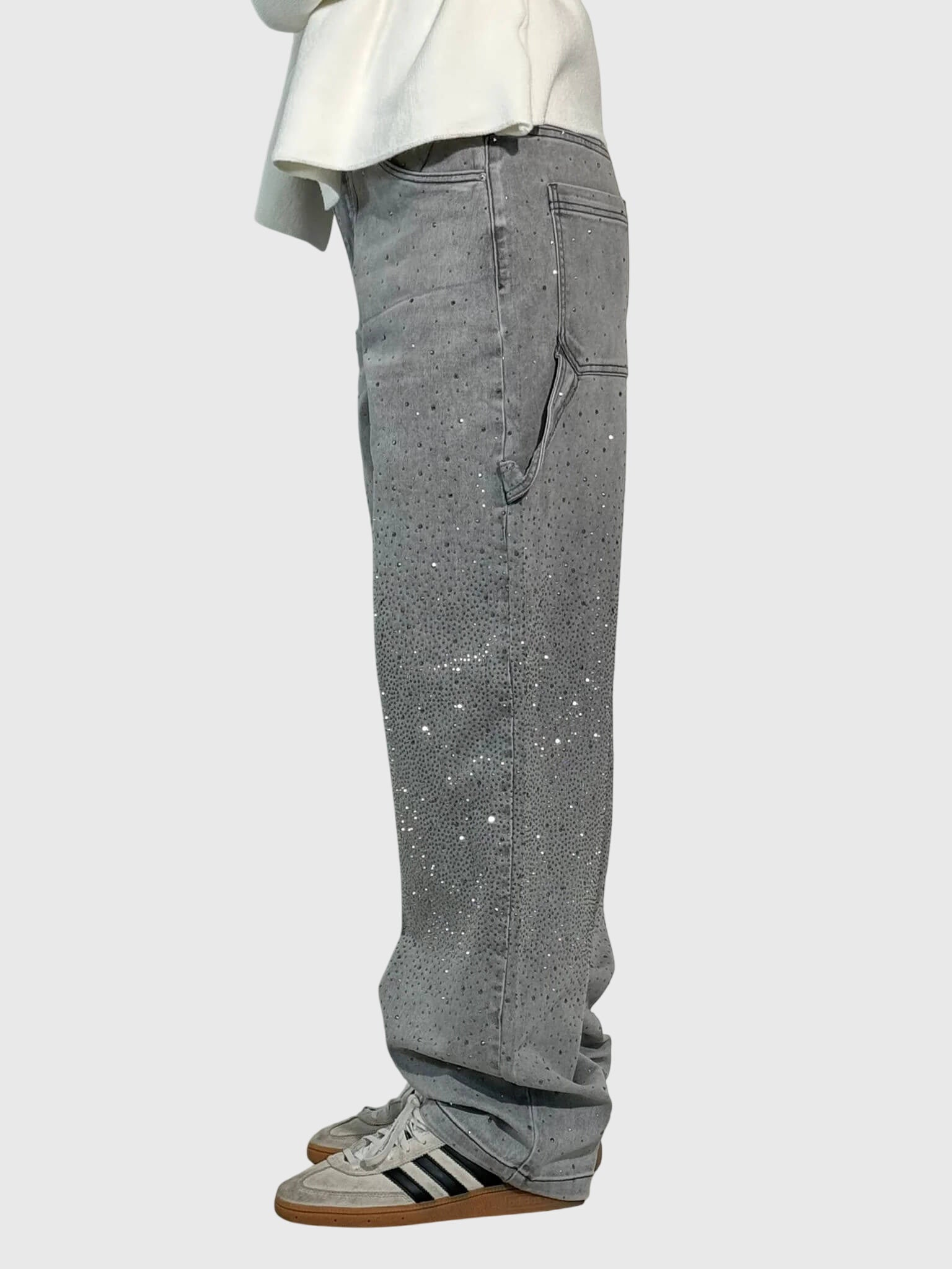 Beth - Women's Glittery Diamant Denim Trousers