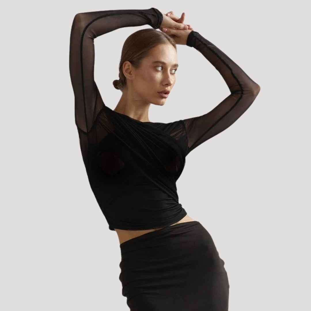 Judith - Women's Spring Transparentes Wickel-Top with Long Sleeve