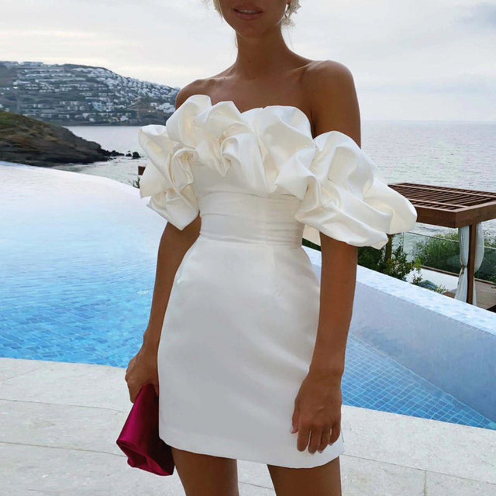 Tracey - Women's Wedding Guest Ruffle Mini Dress