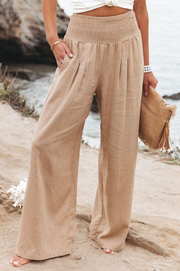 Natalie - Women's High-Waist Trousers with weitem Bein