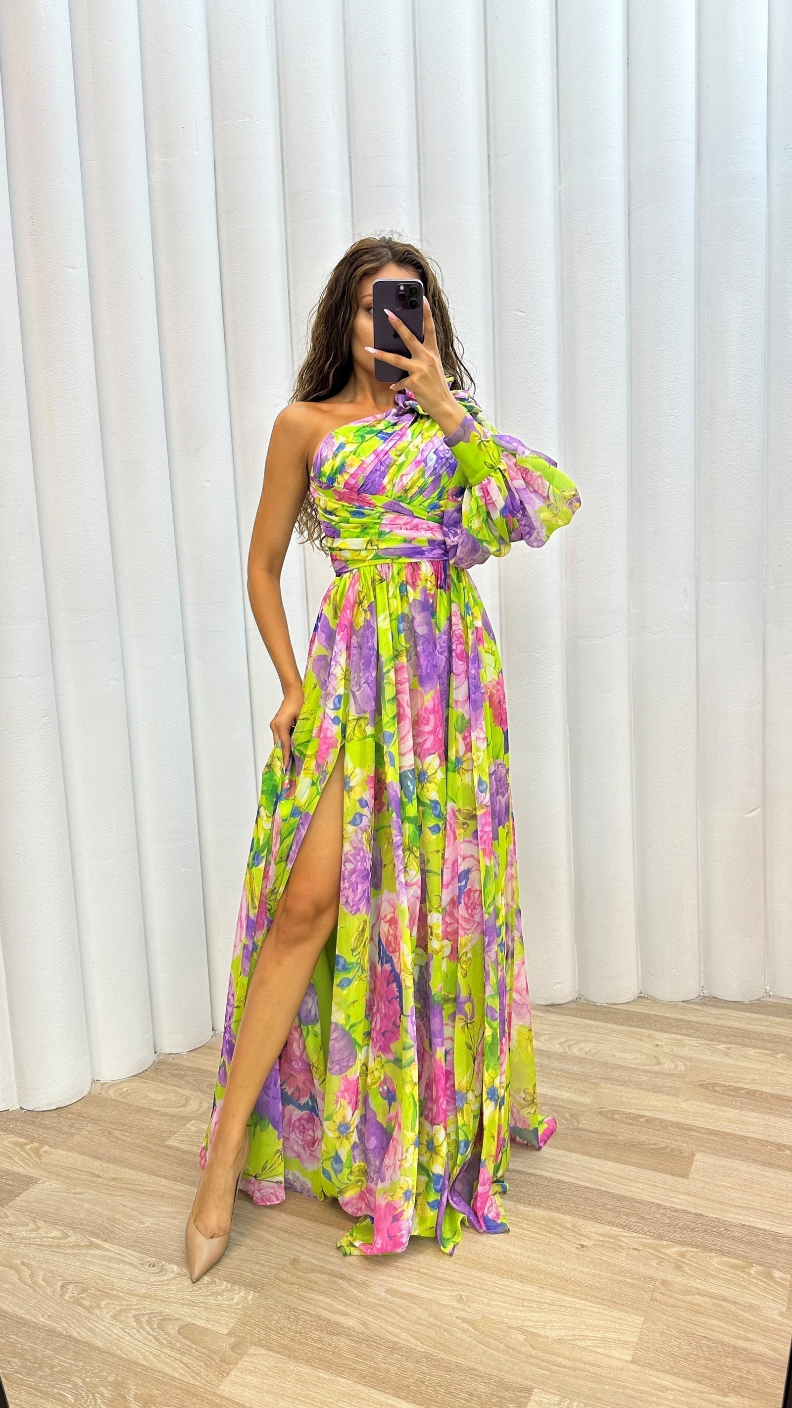 Louise - Women's Floral Einarm-Dress for Wedding Guests