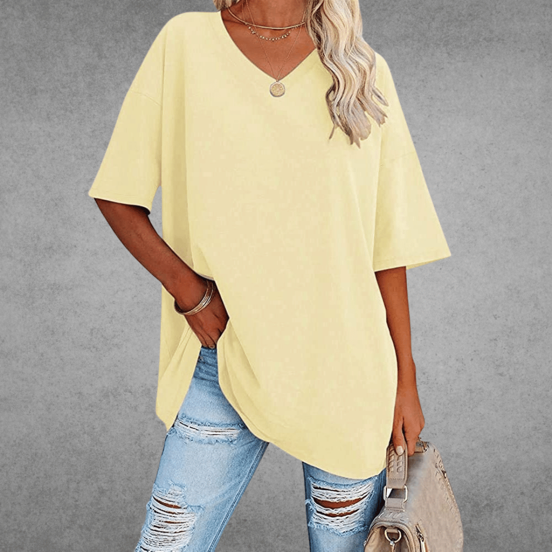 Eliza - Women's Casual Oversize V-Neck T-Shirt