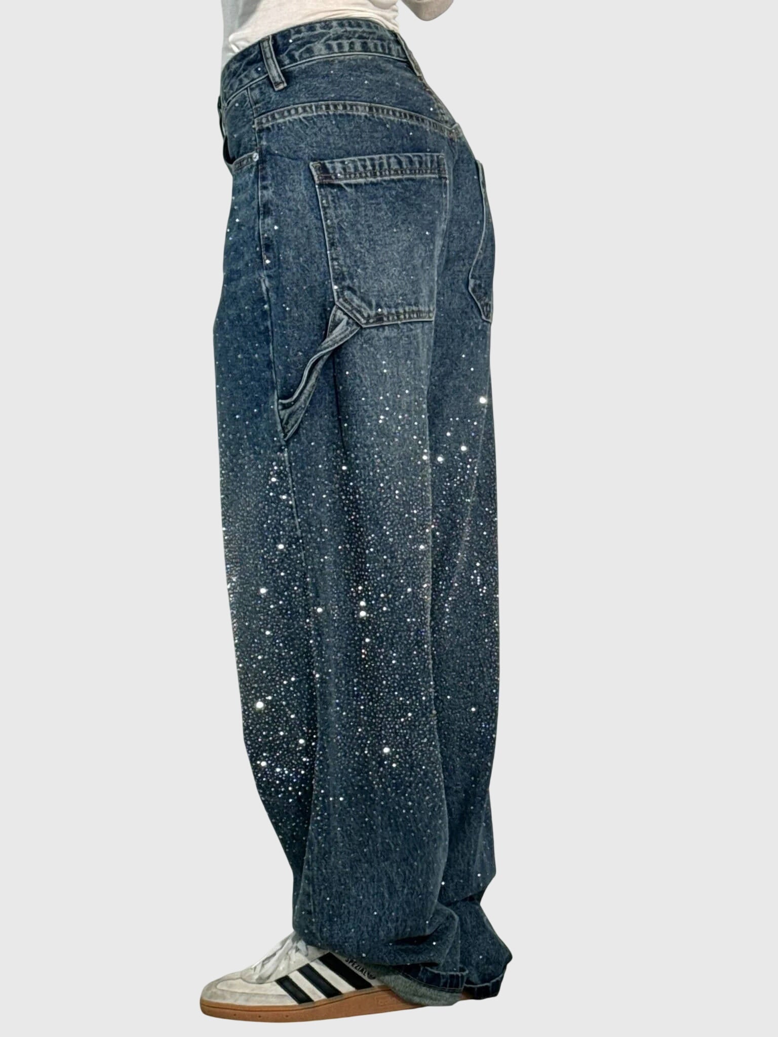 Beth - Women's Glittery Diamant Denim Trousers