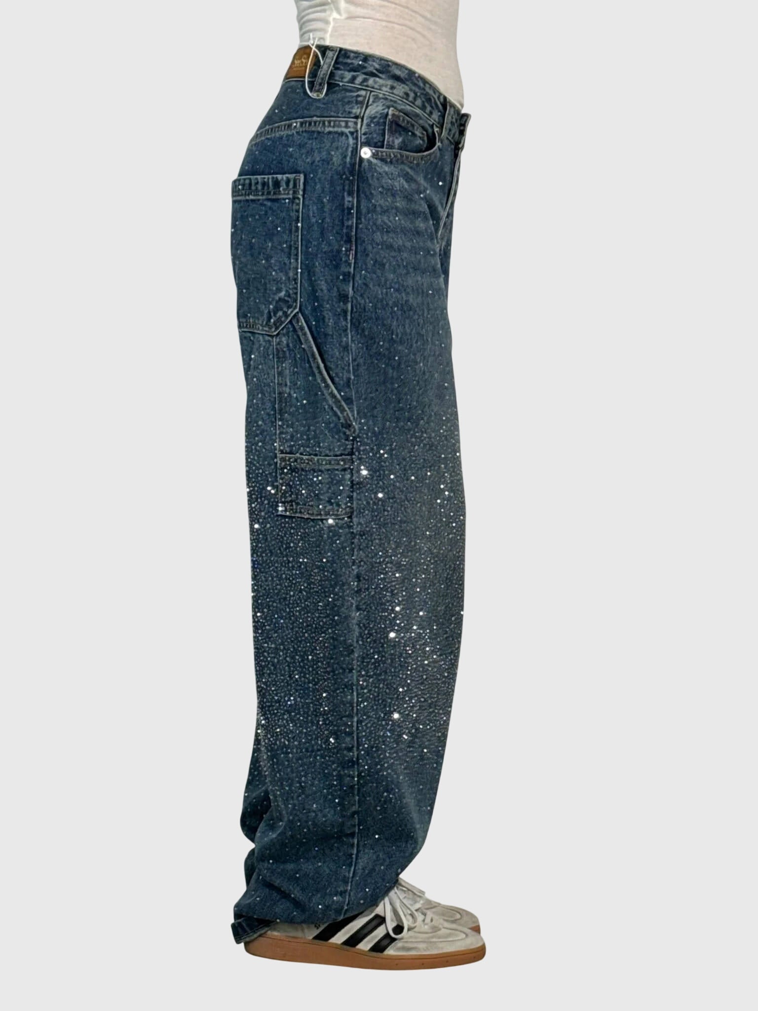 Beth - Women's Glittery Diamant Denim Trousers