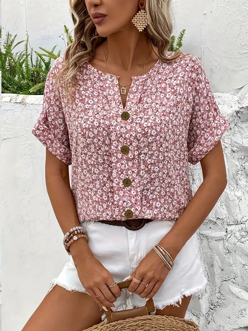 Ruby - Women's Chic Blouse with Floralem Sommerprint