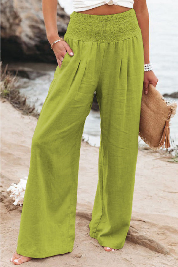 Natalie - Women's High-Waist Trousers with weitem Bein