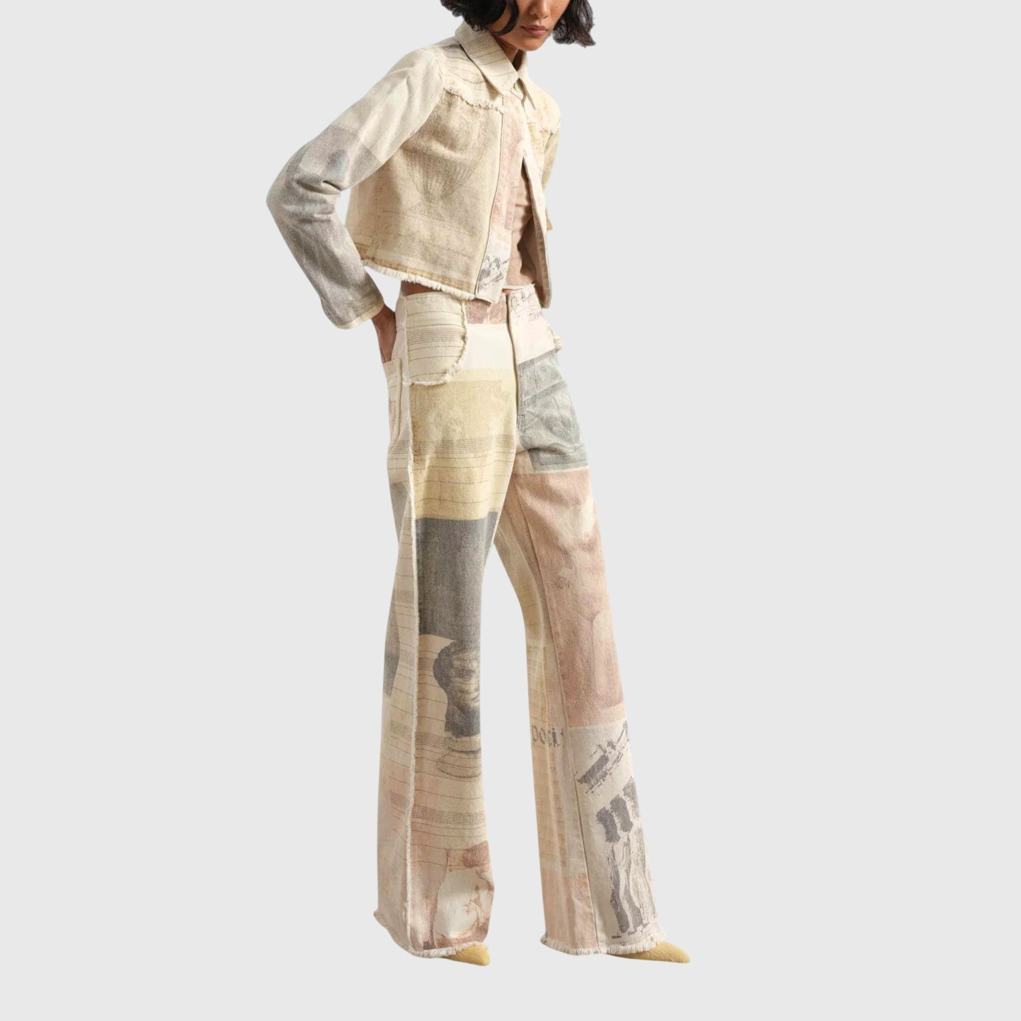 Irene - Women's Vintage-Jeans with High Waist and Print