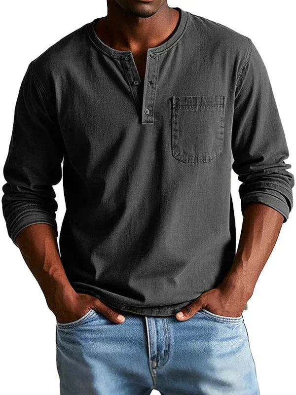 Glen - Men's Casual Long Sleeve-Henleyshirt