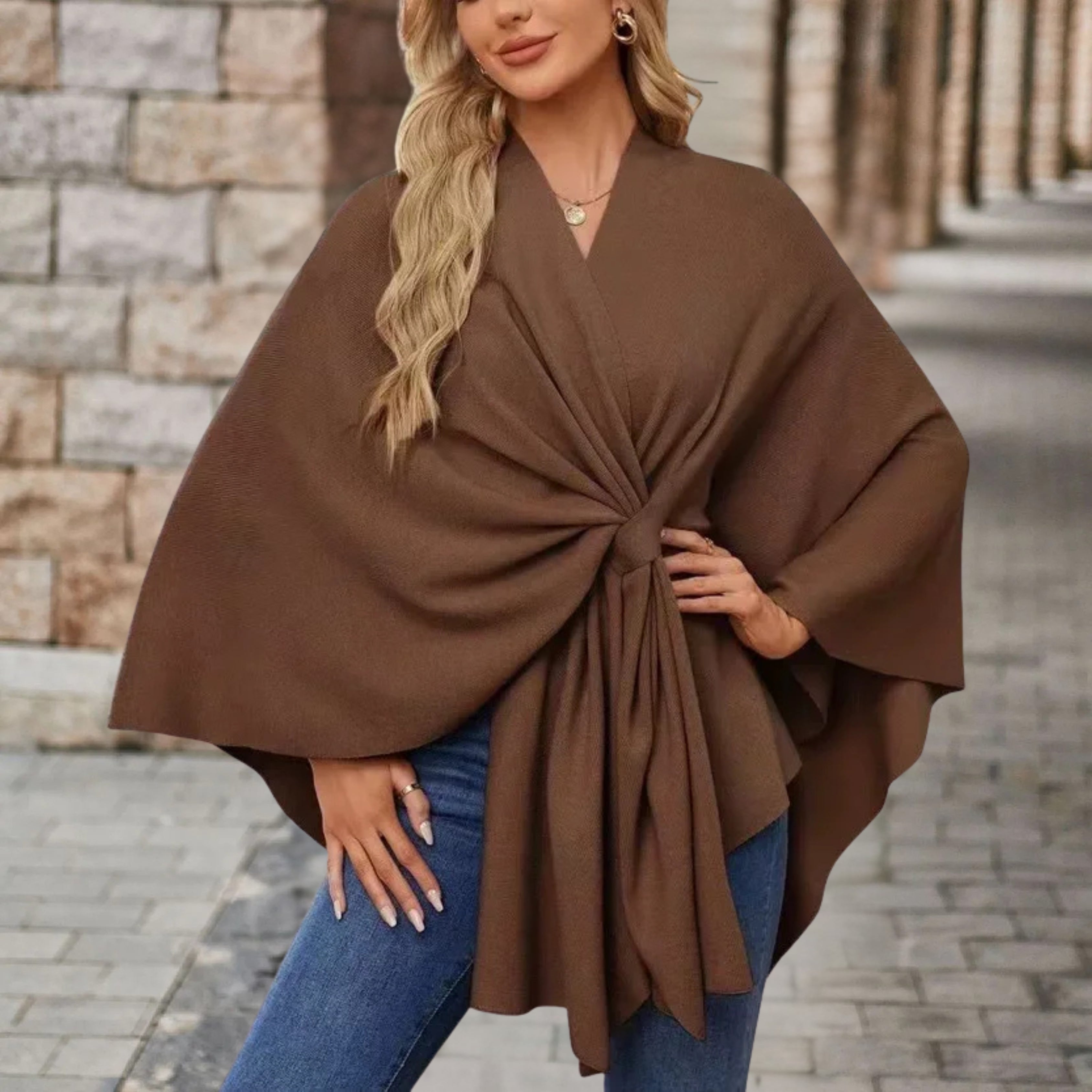 Edith - Women's Top in Cape-Style with Front Knot