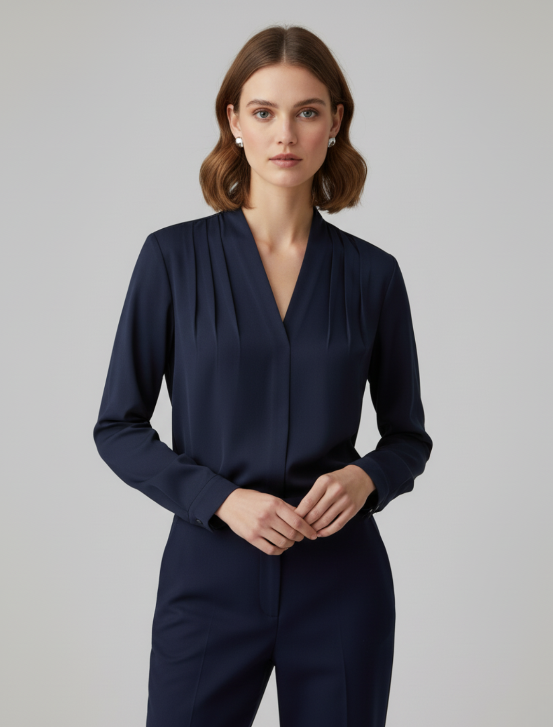 Chloe - Women's Blouse with Puff Sleeves and Tailliertem Cut