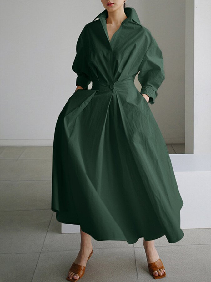 Rachel - Women's Tailliertes Shirt Maxi Dress