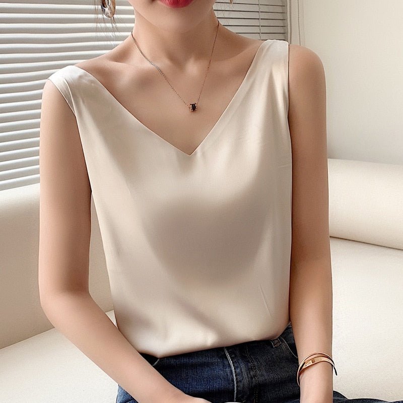 Winifred - Stylish Satin V-Neck Top for Women's