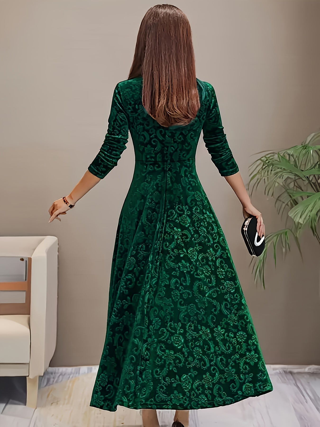 Helen - Women's florales Samt-Dress for formal Occasions