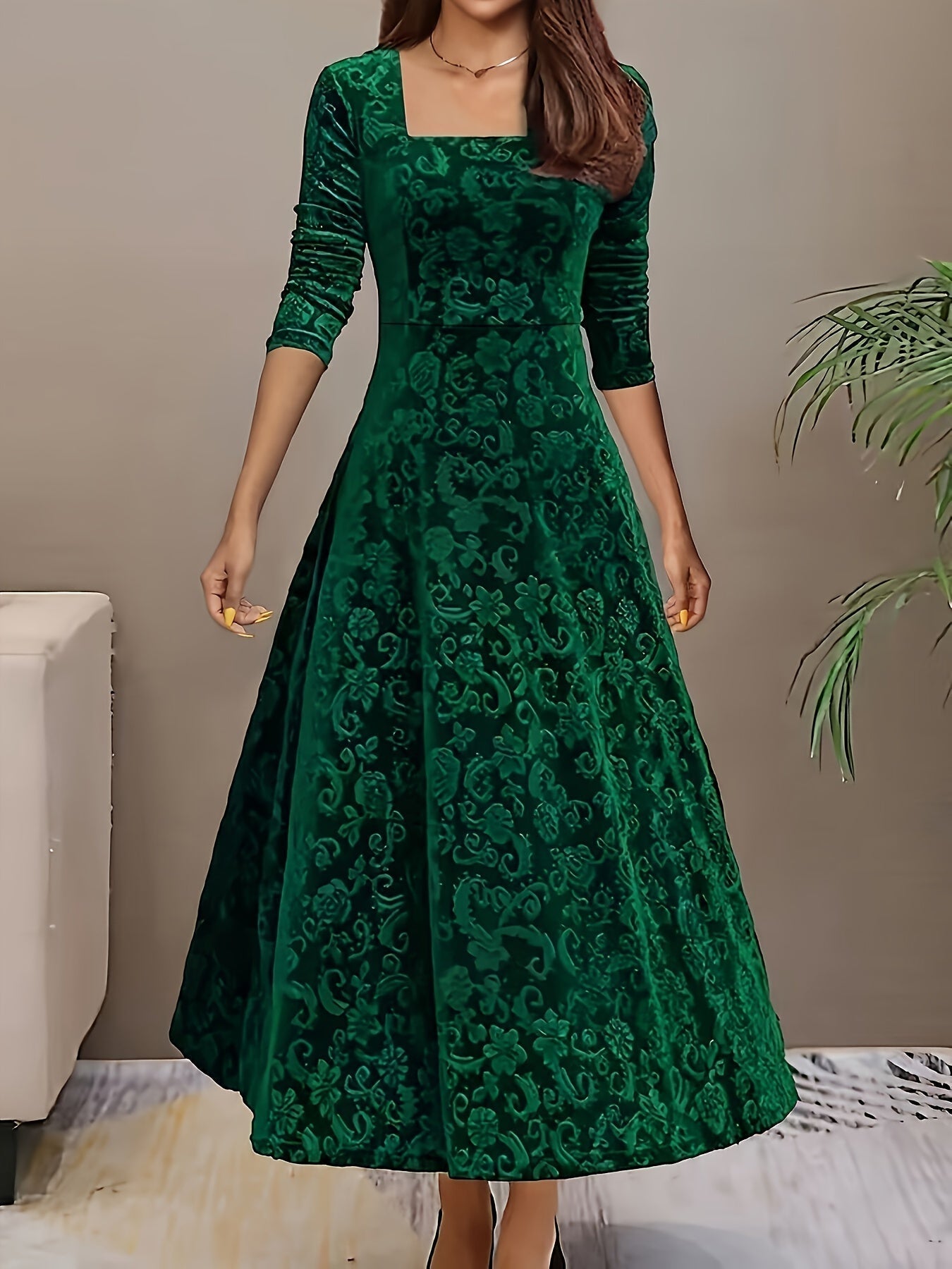 Helen - Women's florales Samt-Dress for formal Occasions