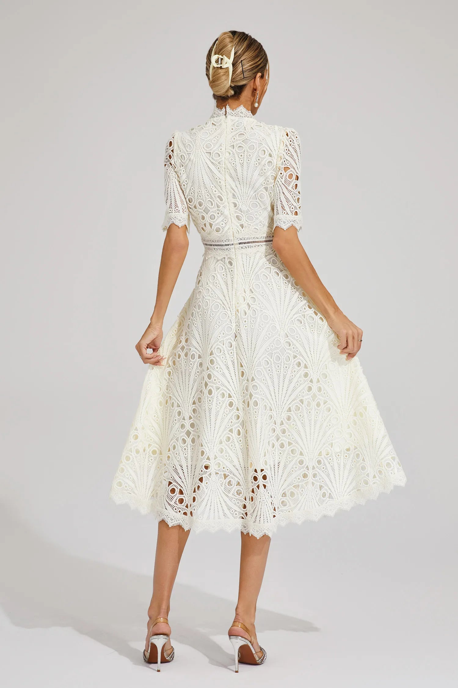 Victoria - Women's Chic Lace Midi Dress