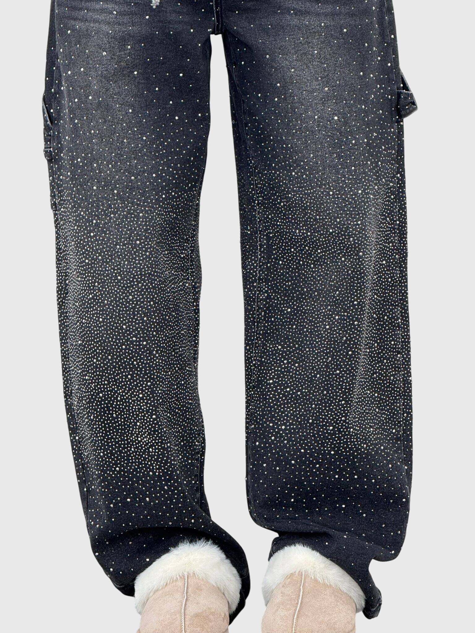 Beth - Women's Glittery Diamant Denim Trousers