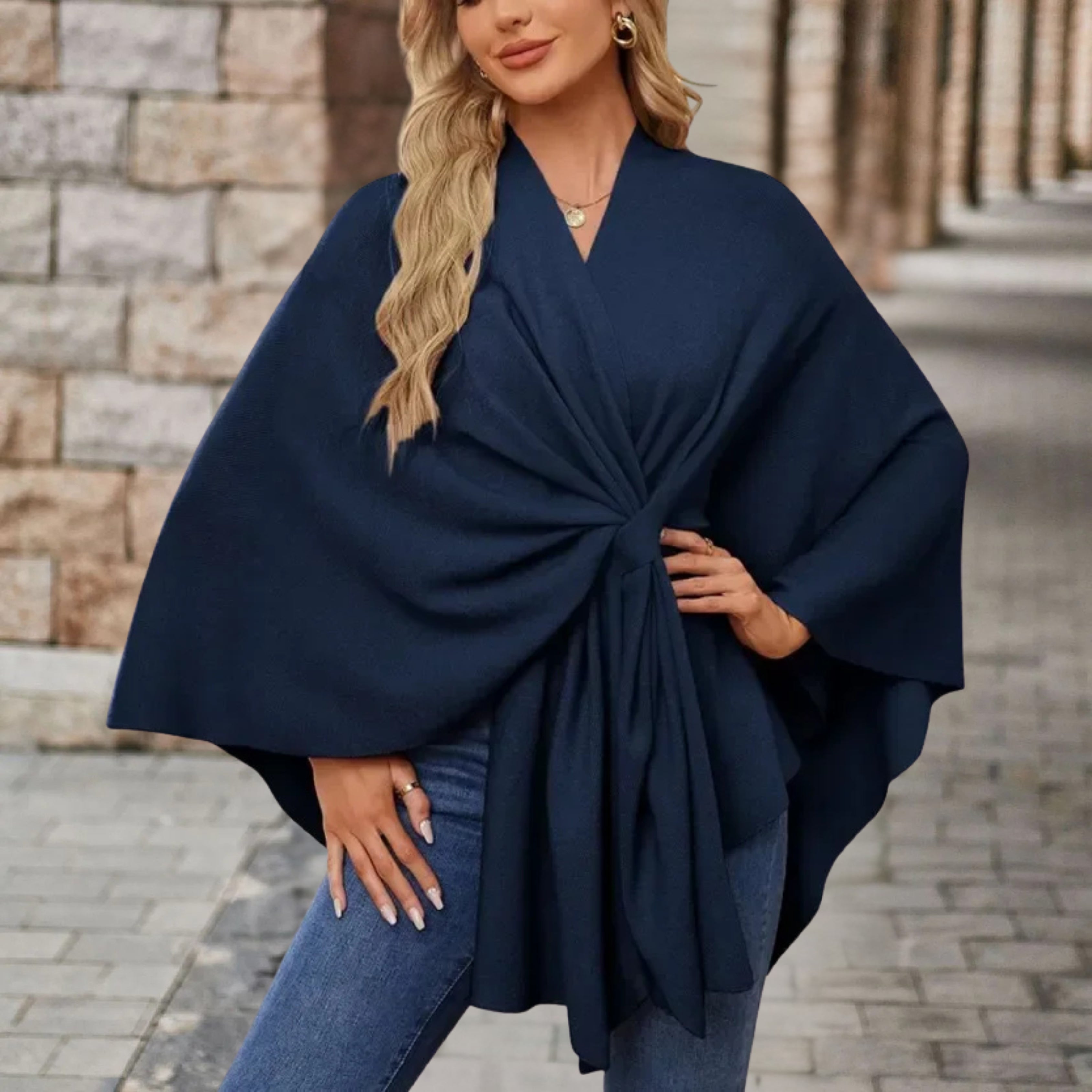 Edith - Women's Top in Cape-Style with Front Knot