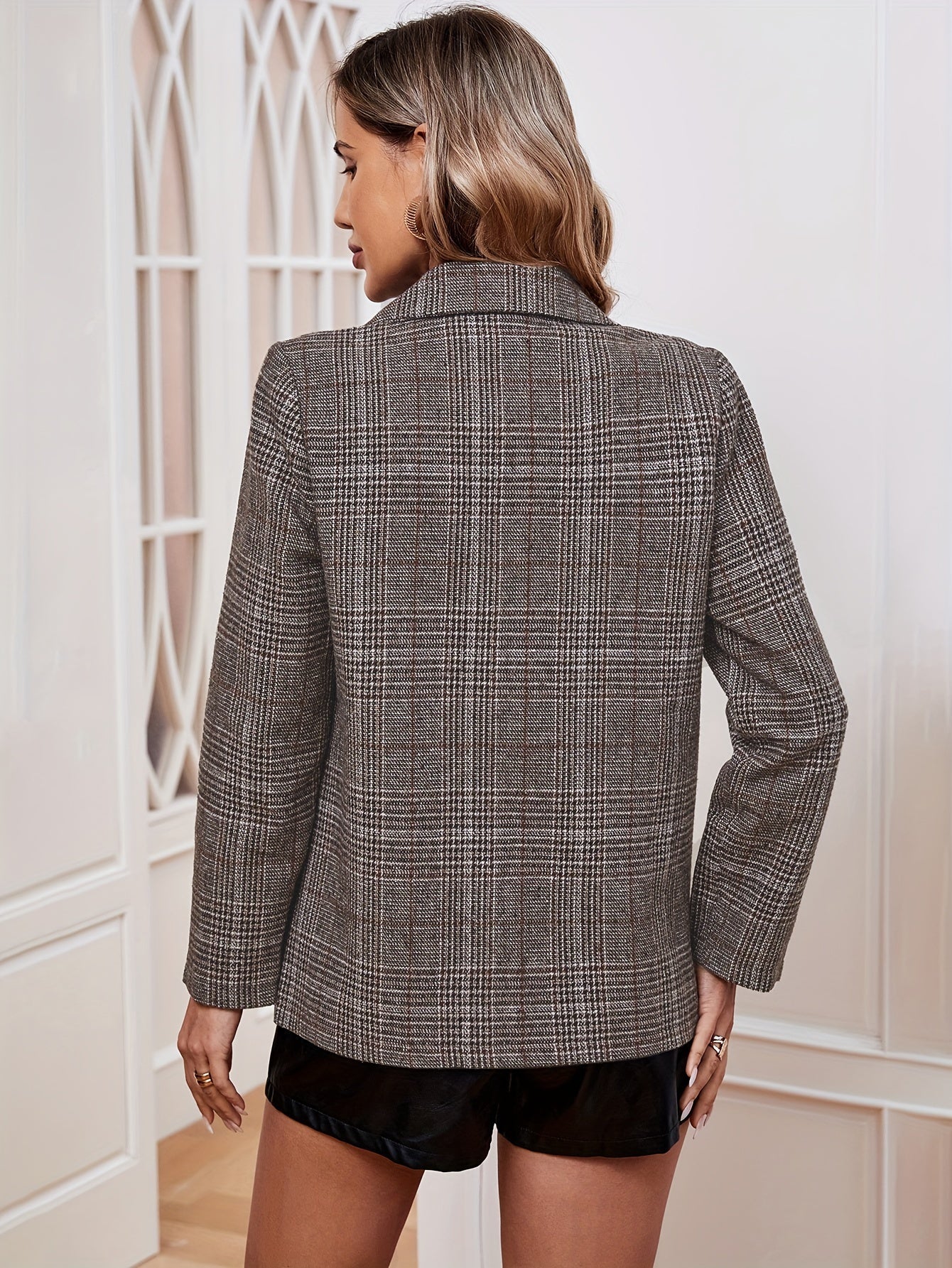 Harriet - Women's Checked Casual-Sakko with langen Sleeves