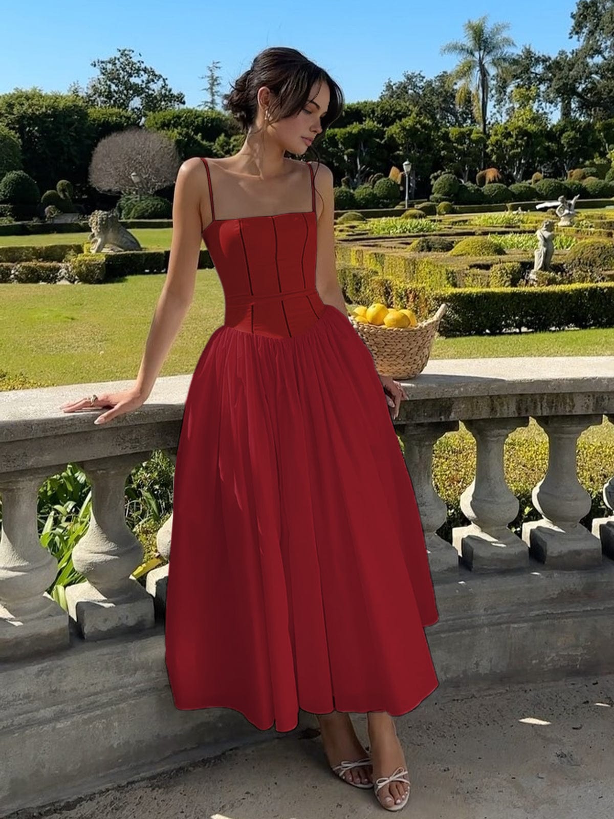 Edith - Women's Wedding Guest Elegant Corset Midi Dress