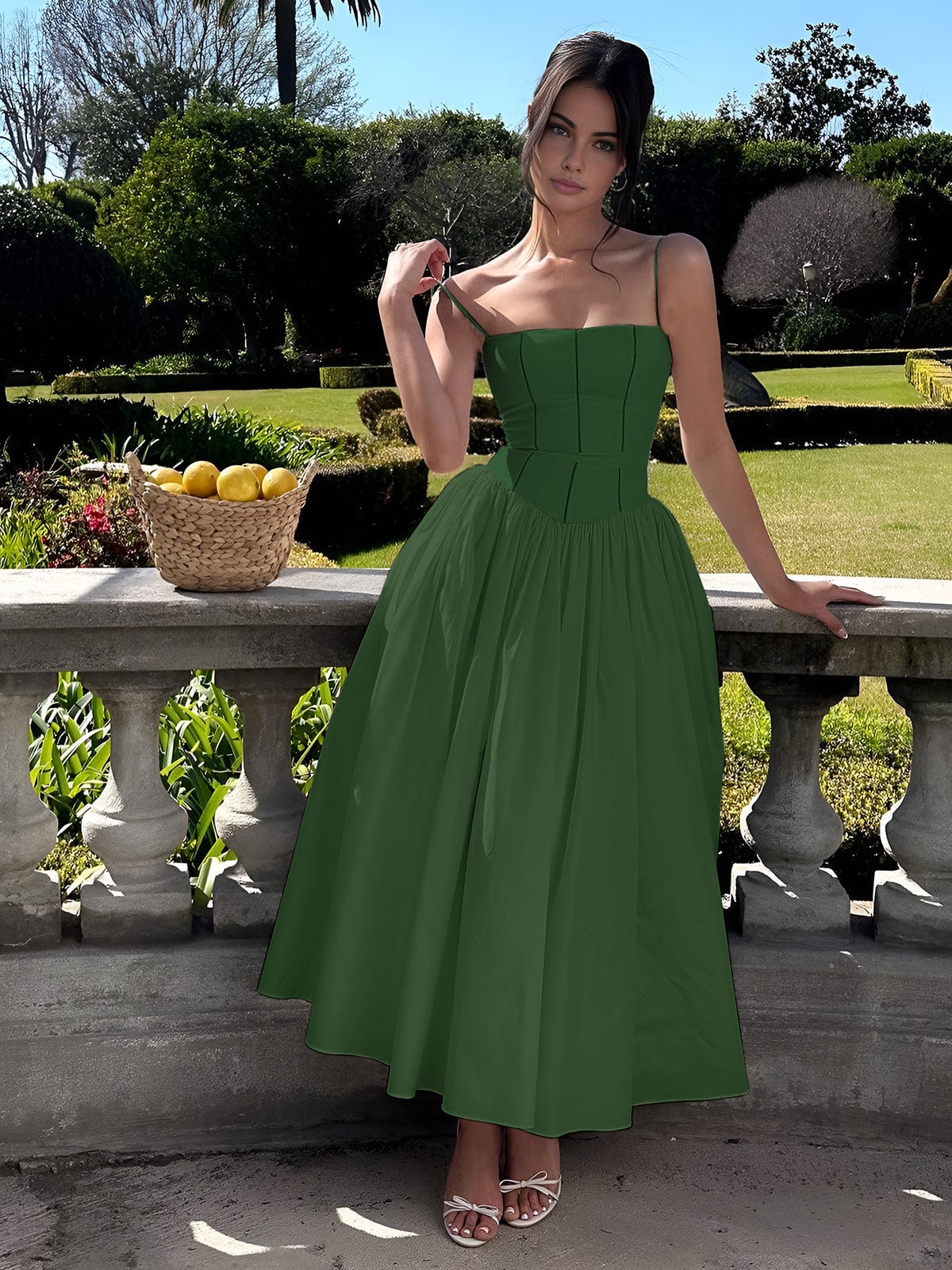 Karen - Women's Corset Midi Dress for Wedding Guests