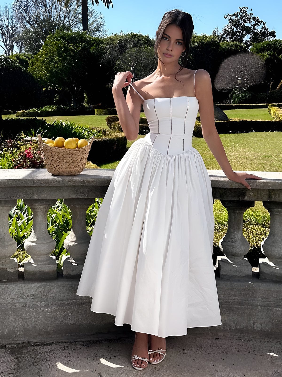 Edith - Women's Wedding Guest Elegant Corset Midi Dress