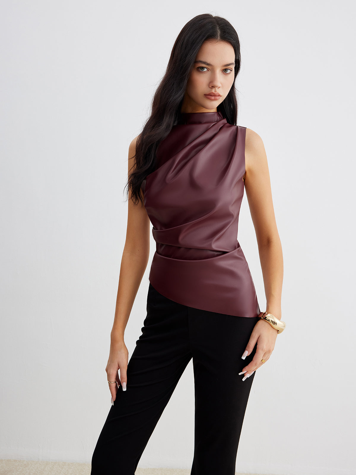 Eliza - Women's Summer Sleeveless Chic Top with High Collar