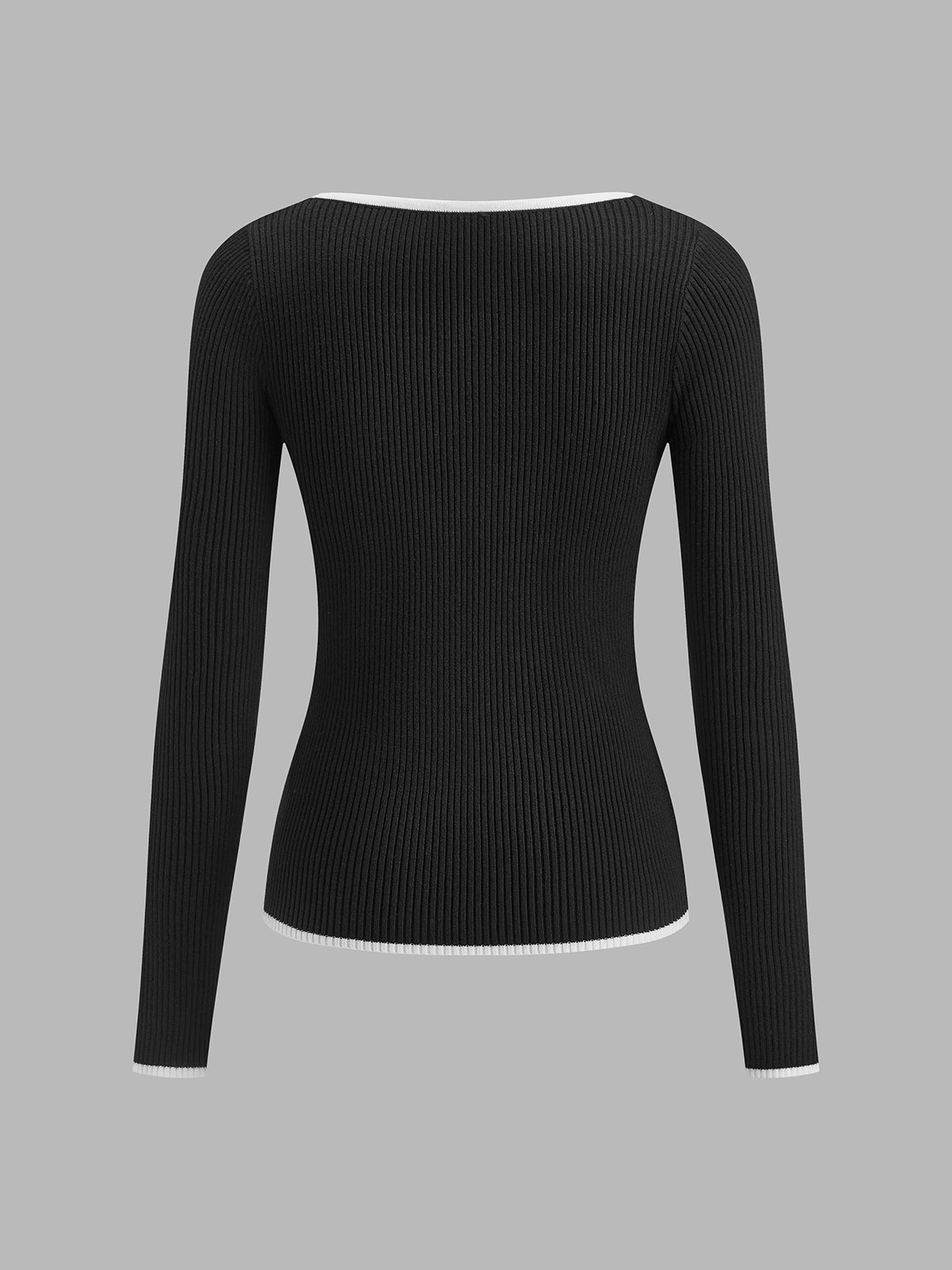 Amber - Women's Spring Sweater with Kontrastbesatz and V Neckline