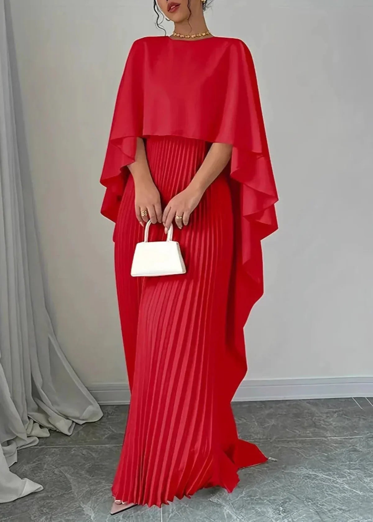 Lottie - Women's Wedding Guest Gefaltetes Cape Maxi Dress