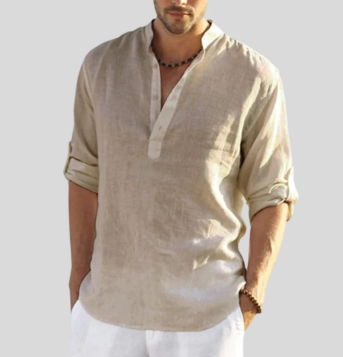 Brodie - Men's Casual Long Sleeve Shirt with Button Placket