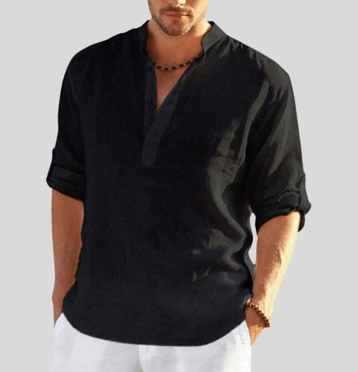 Brodie - Men's Casual Long Sleeve Shirt with Button Placket