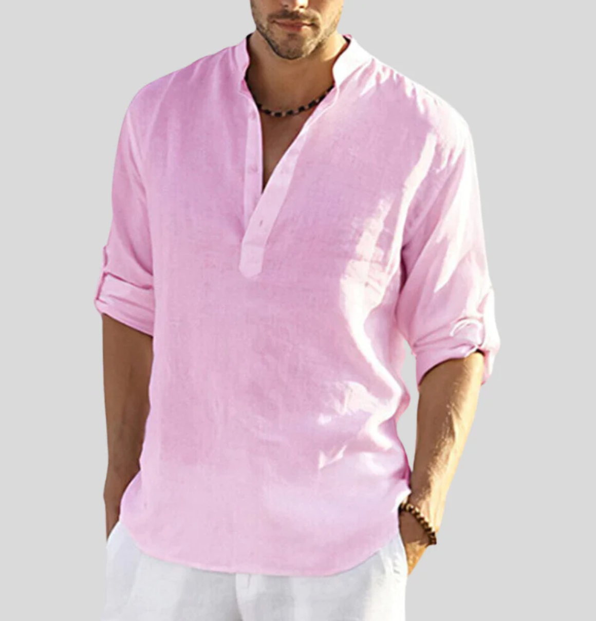 Brodie - Men's Casual Long Sleeve Shirt with Button Placket