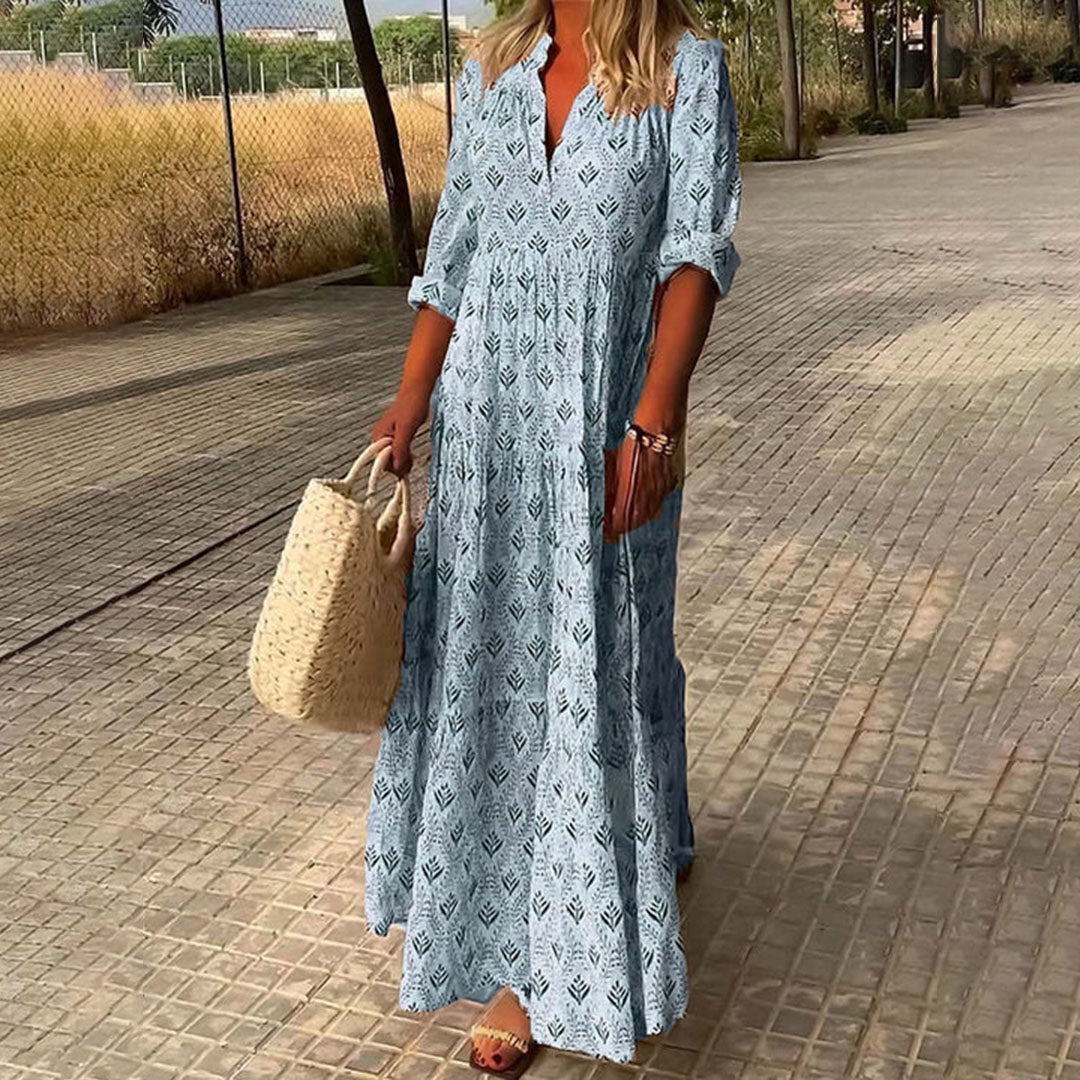 Abigail - Women's Long Sleeve Summer Boho Print Dress