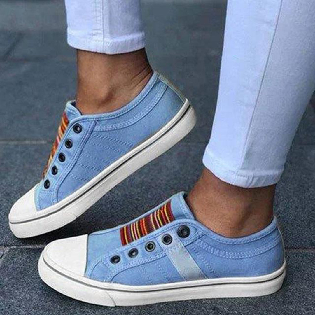 Diane - Women's Trendige Gestreifte Canvas-Sneaker
