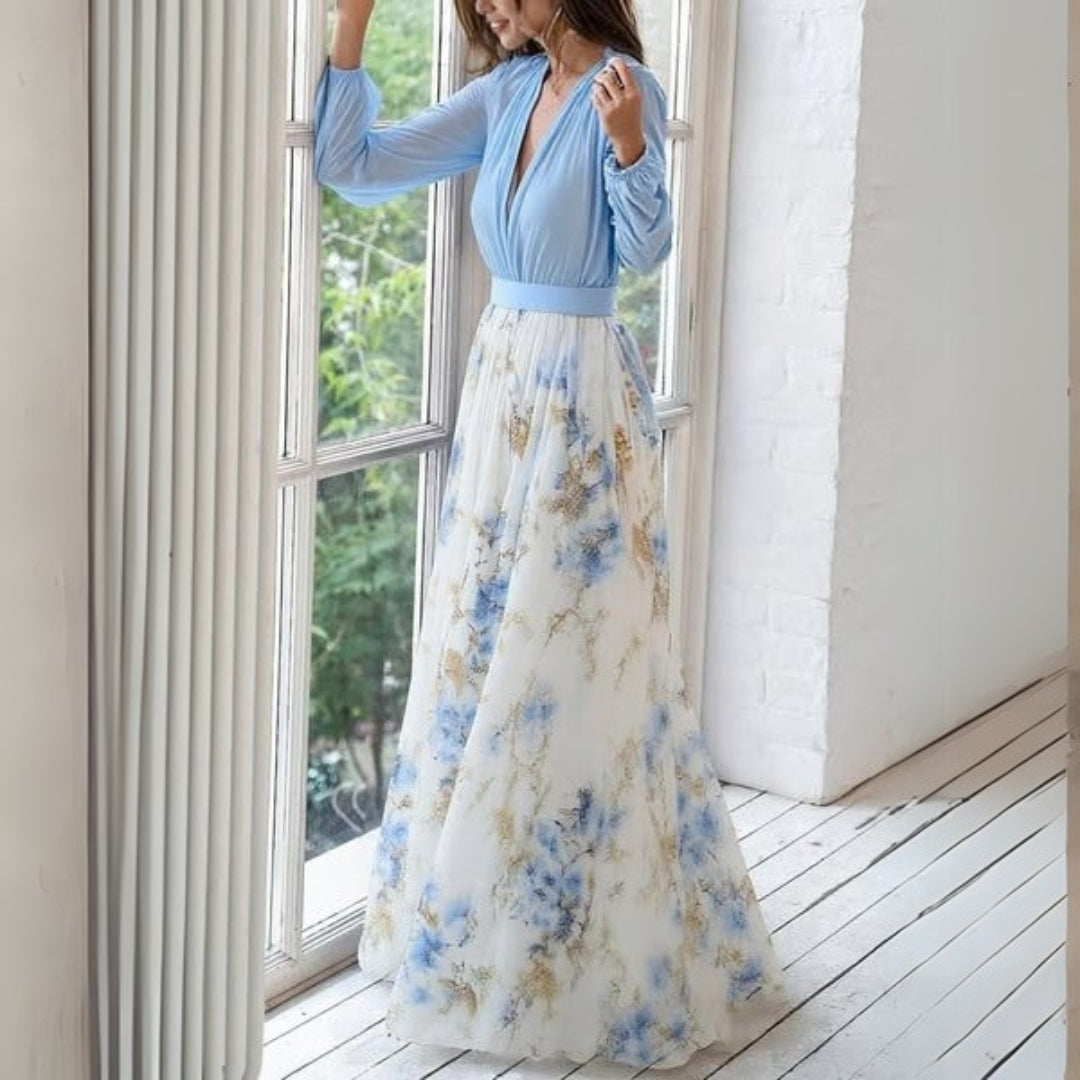 Ruby - Women's Floral V-Neck Maxi Dress