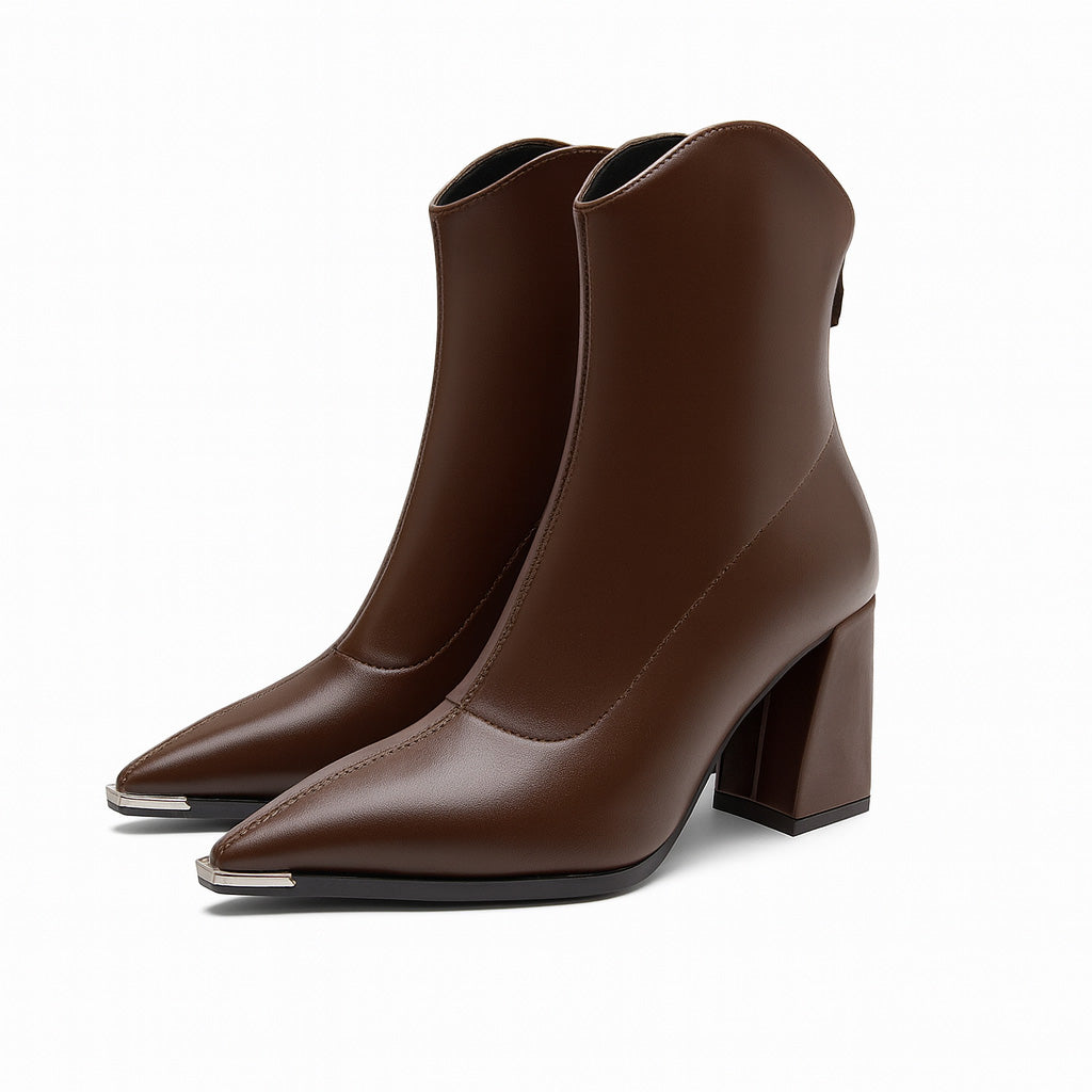 Ava - Women's-Spring-Ankle Boots with spitzer Kappe and Heel